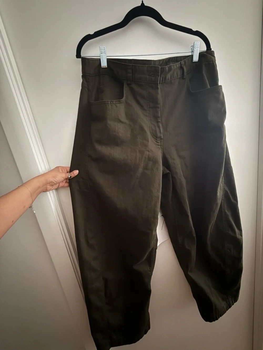 Zara Olive Green Balloon Jeans Denim Trousers - Picture 6 of 16
